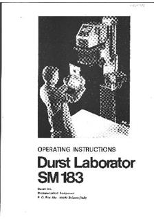 Durst Laborator L 183 SM manual. Camera Instructions.